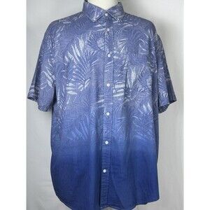 Foundry Shirt Large Tall Men's 2XL Blue Denim Ombre Short Sleeve Button-Up